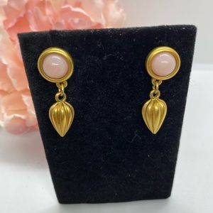 Vintage beautiful AVON pink drop earrings matte gold